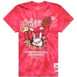 Mitchell & Ness Unisex Chicago Bulls 6-Time NBA World Champs Tee Red Tie Dye M